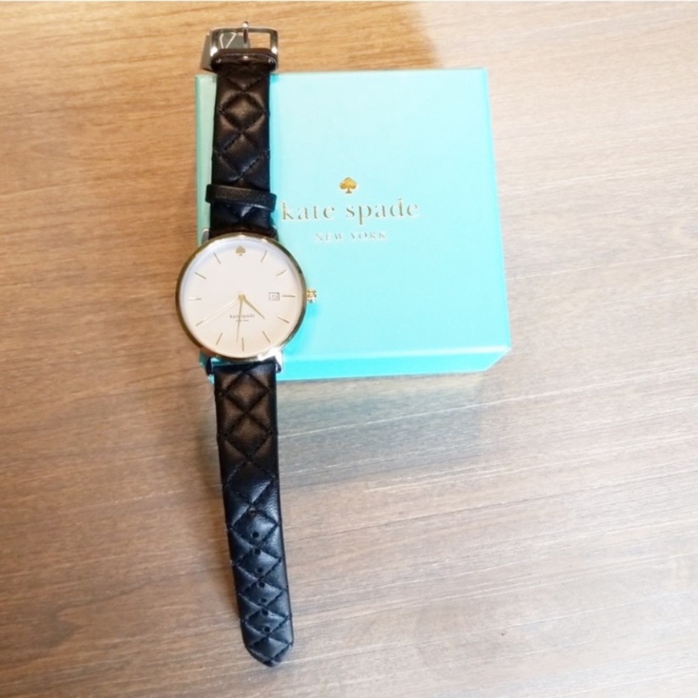 Kate Spade Black Quilted Leather Watch